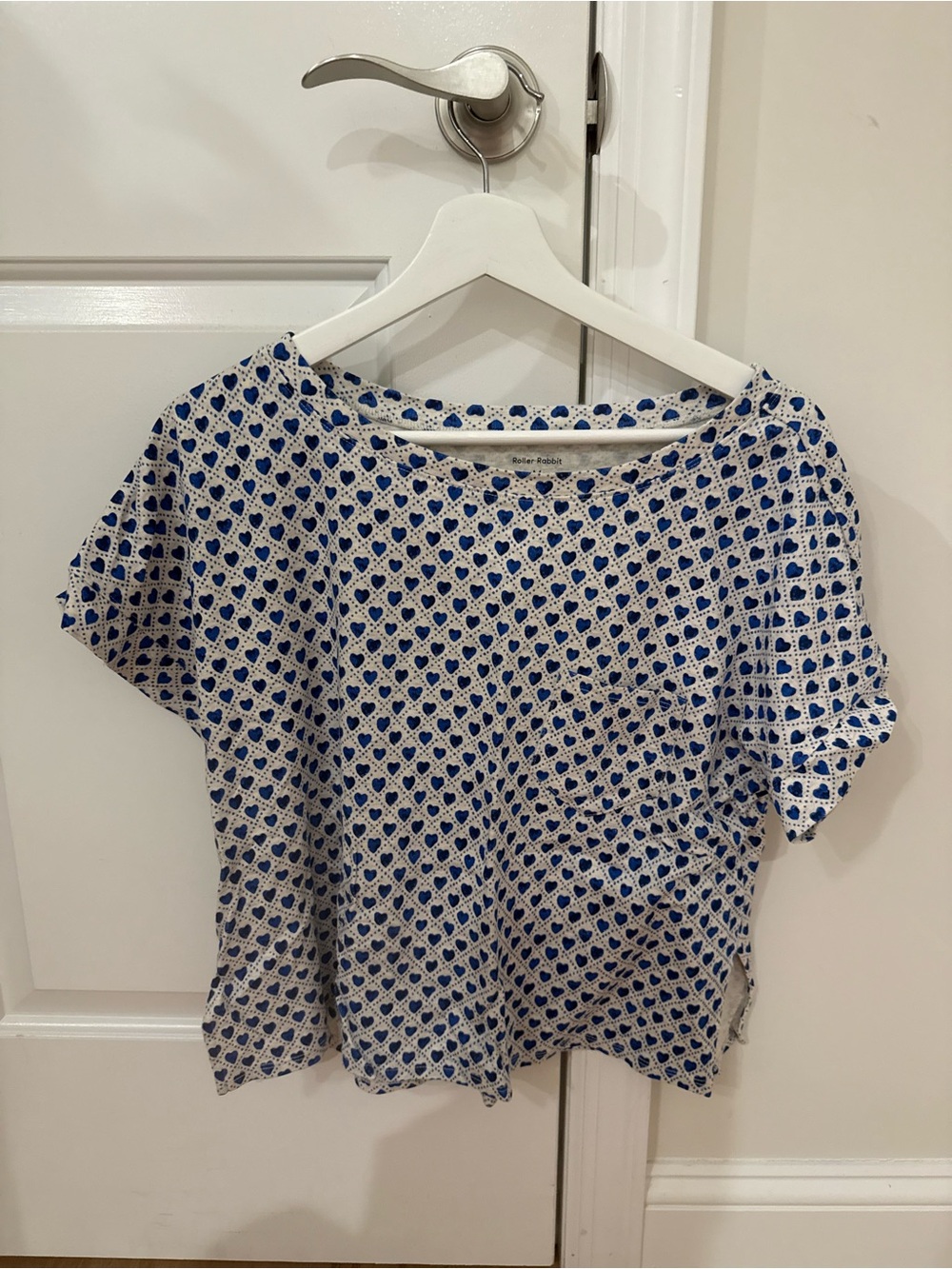 Roller Rabbit White Tee and pants set with Blue Heart Print